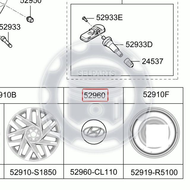 Genuine CAP ASSY-WHEEL HUB for Hyundai Santa Fe #52960CL110