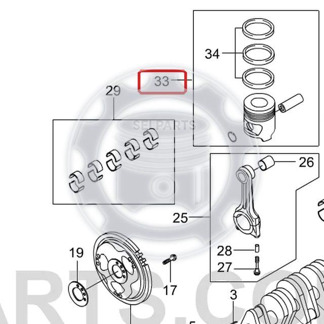 Genuine Piston assy for MBVAN/ISTANA,MUSSO,KORANDO OM661/662N #6610303417