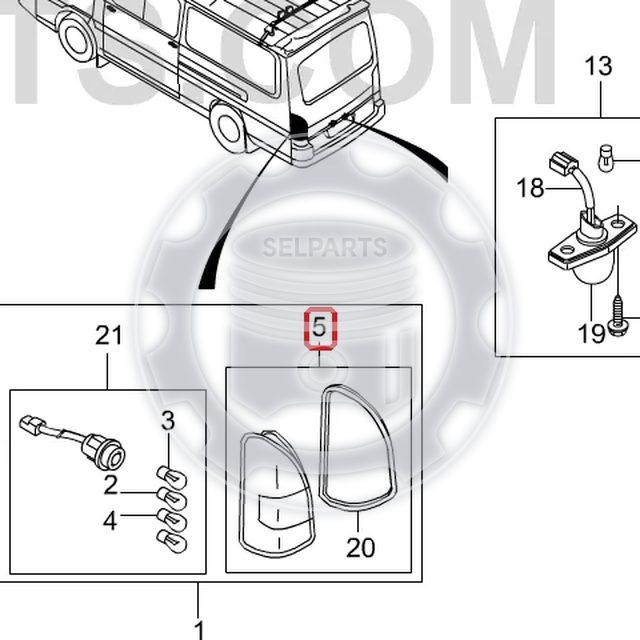 Genuine Tail Lamp Lens&Housing-LH for MBVAN100,140,ISTANA #6618263044