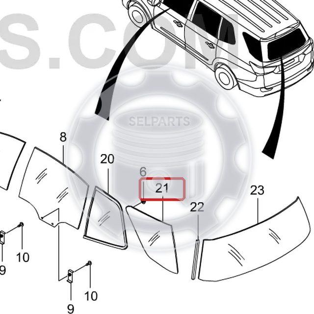 Rear QTR Glass-LH for Ssangyong STAVIC/TURISMO 13~19