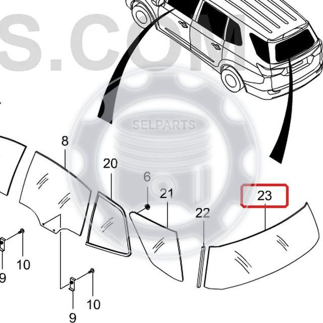Tail Gate Glass for Ssangyong STAVIC/RODIUS/TURISMO 2013~2019