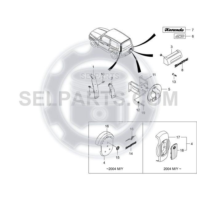 Genuine Spare Tire Cover 7968006060 Ssangyong KORNADO ALL