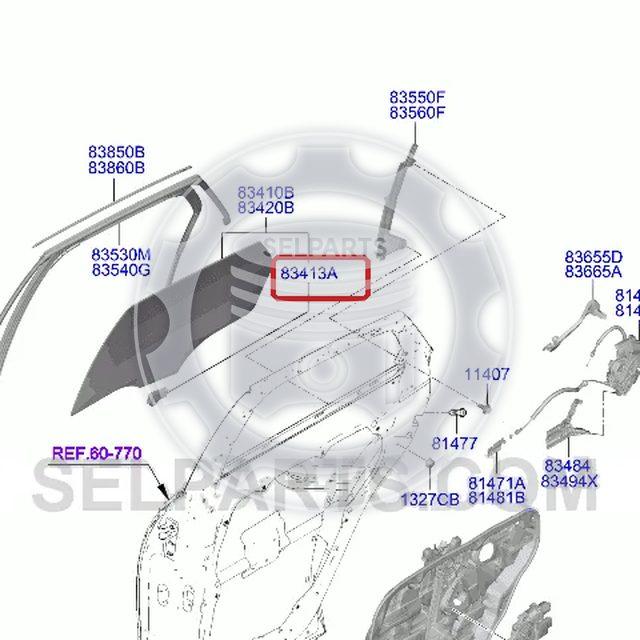 Genuine GRIP-REAR DOOR GLASS for Hyundai Santa Fe #83413S1000