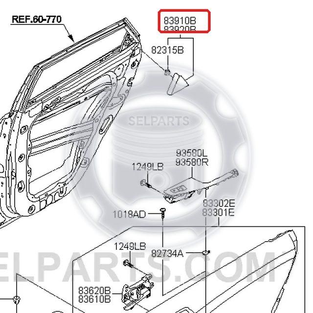 Genuine COVER ASSY-RR DR DELTA INR,LH for Hyundai Tucson #83910D3000