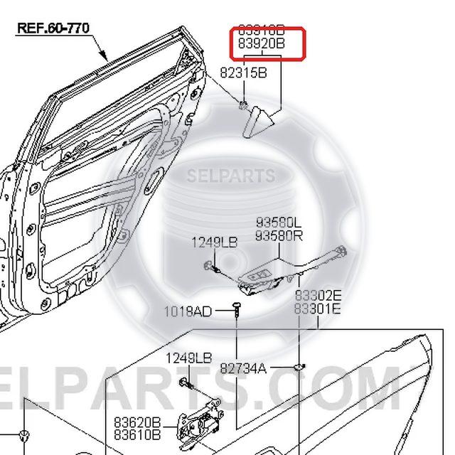 Genuine COVER ASSY-RR DR DELTA INR,RH for Hyundai Tucson #83920D3000