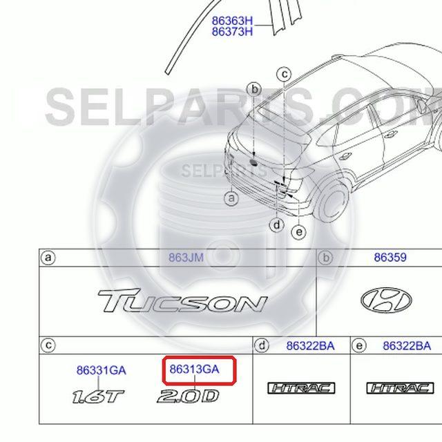 Genuine EMBLEM-2.0 D for Hyundai Tucson #86313D3500