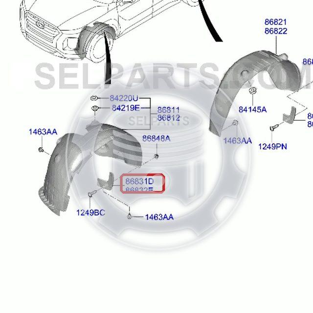 Genuine GUARD ASSY-FRONT MUD,LH for Hyundai Palisade #86831S8000