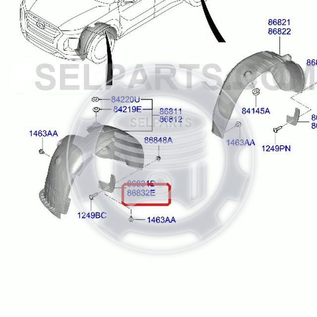 Genuine GUARD ASSY-FRONT MUD,RH for Hyundai Palisade #86832S8000