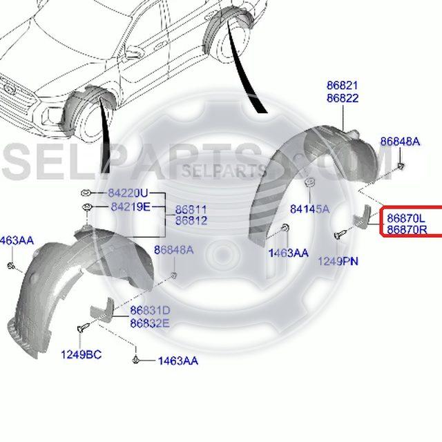 Genuine GUARD ASSY-REAR MUD,LH for Hyundai Palisade #86841S8000
