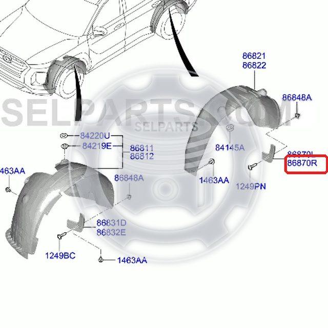 Genuine GUARD ASSY-REAR MUD,RH for Hyundai Palisade #86842S8000