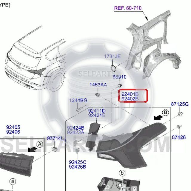 OEM REAR COMB OUTSIDE LAMP-LH for Hyundai SANTAFE TM +LED Type
