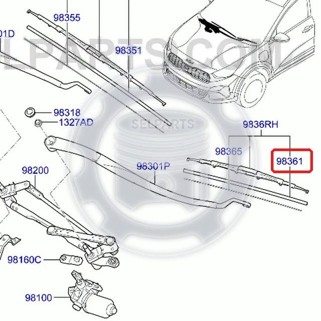 Genuine RUBBER ASSY-WIPER BLADE (PASSE for Hyundai Tucson #983611R000