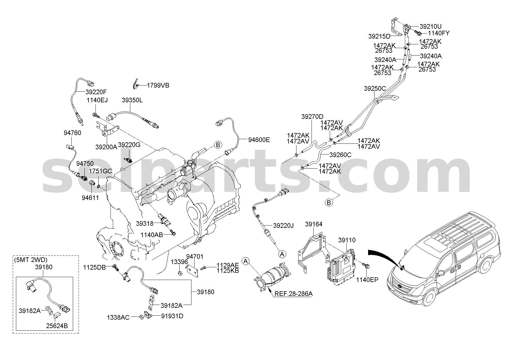 Genuine HOSE C-DIFFERENTIALERENTIAL PRESSURE for Hyundai Grand Starex #392864A700