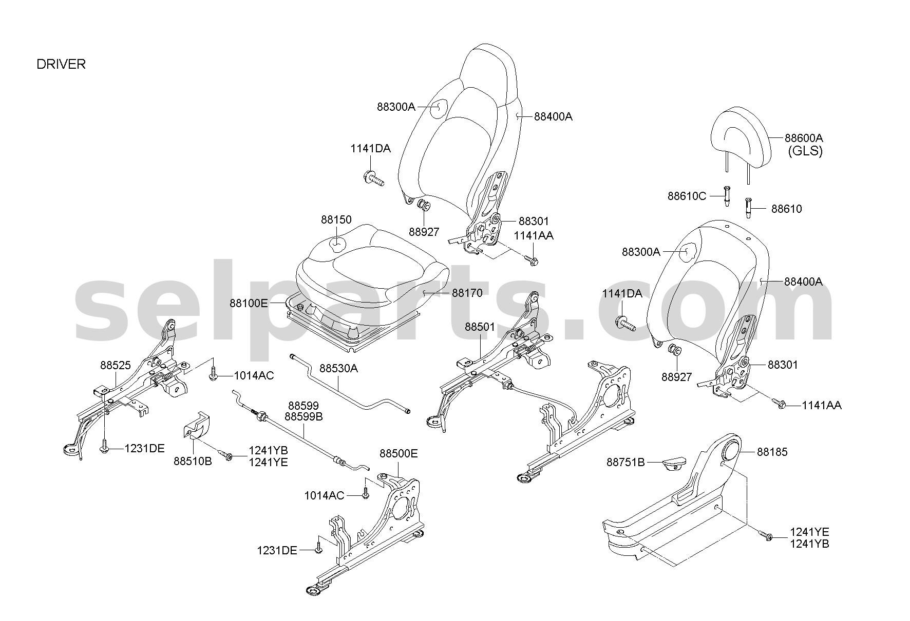 Genuine GUIDE ASSY-HEADREST W/O LEVER for Hyundai Sonata #88722C1000TRY